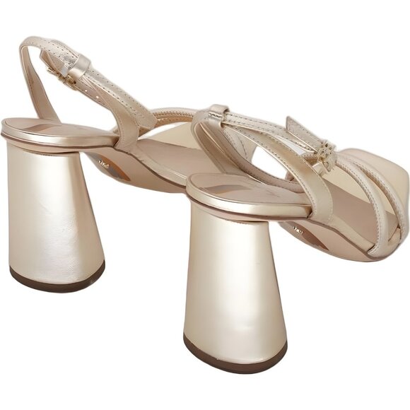 Sam Edelman Kia Block Heel Gold Strappy Sandals - Picture 3 of 6